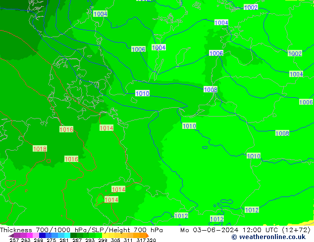 Thck 700-1000 hPa UK-Global Po 03.06.2024 12 UTC