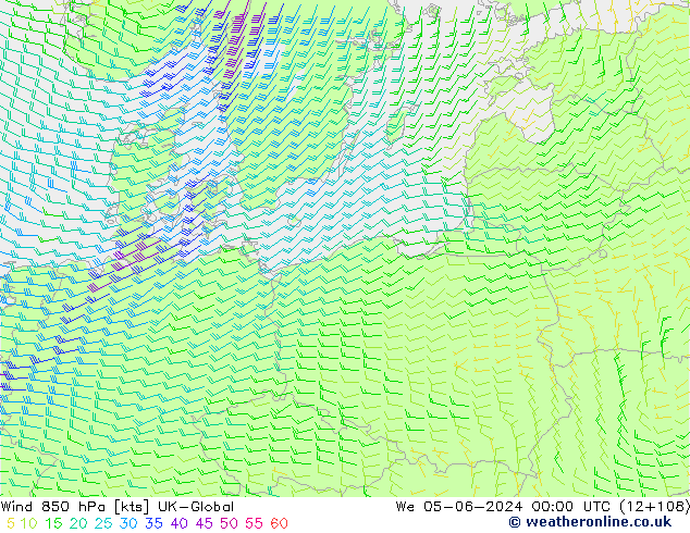 Wind 850 hPa UK-Global St 05.06.2024 00 UTC