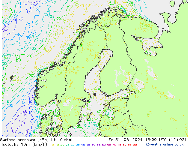 Isotachs (kph) UK-Global  31.05.2024 15 UTC