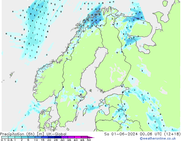 Precipitation (6h) UK-Global Sa 01.06.2024 06 UTC