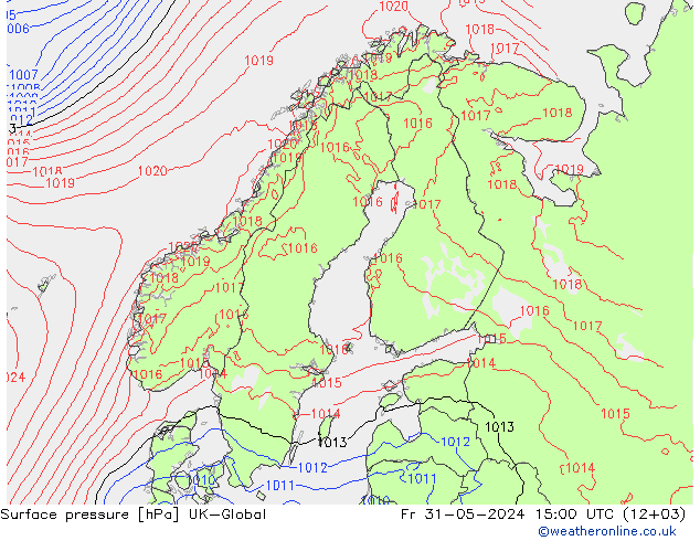 地面气压 UK-Global 星期五 31.05.2024 15 UTC