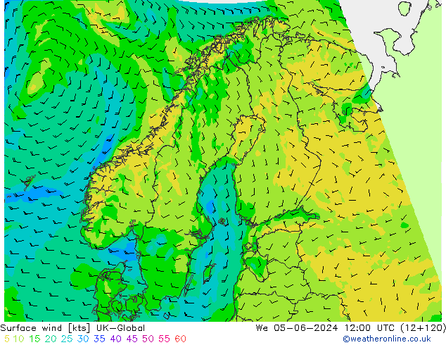 Wind 10 m UK-Global wo 05.06.2024 12 UTC