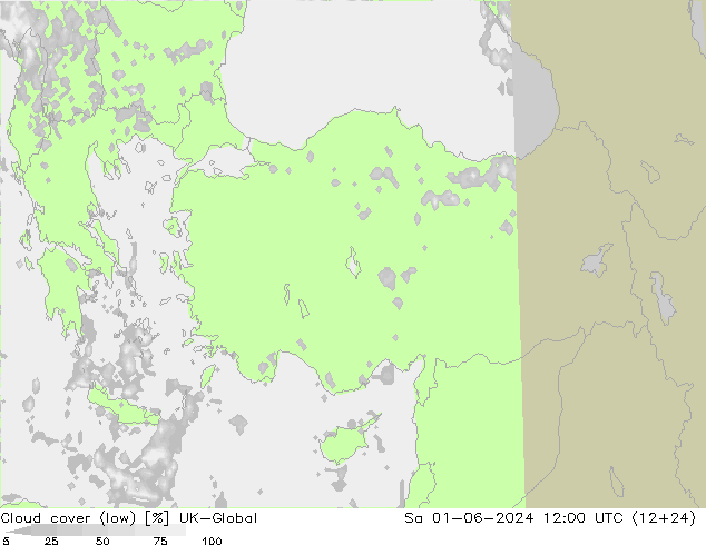 Bewolking (Laag) UK-Global za 01.06.2024 12 UTC