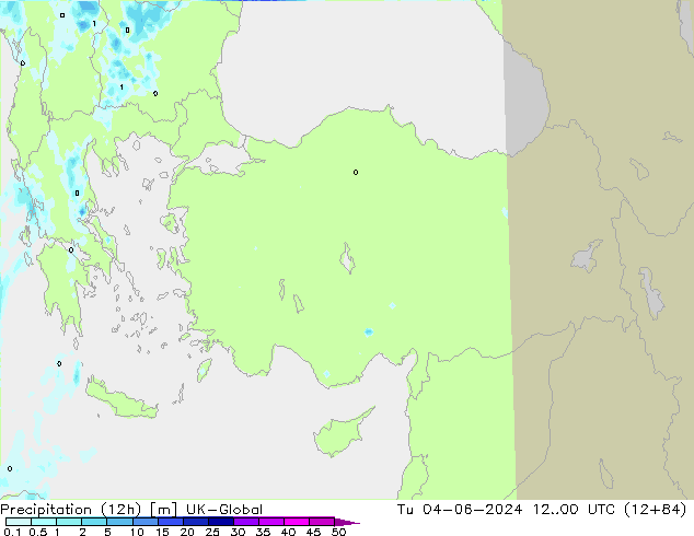 Precipitazione (12h) UK-Global mar 04.06.2024 00 UTC