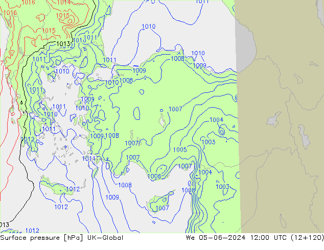 Surface pressure UK-Global We 05.06.2024 12 UTC