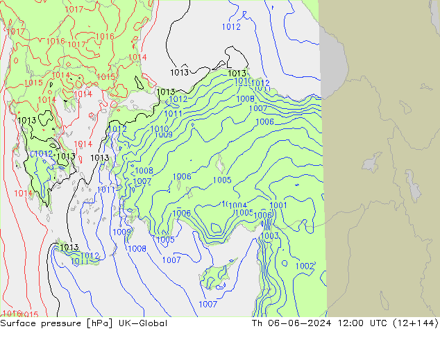 Surface pressure UK-Global Th 06.06.2024 12 UTC