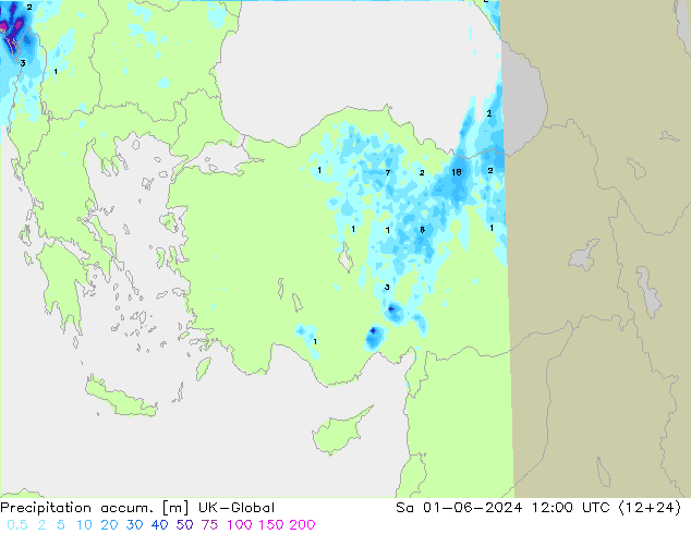 Precipitation accum. UK-Global So 01.06.2024 12 UTC