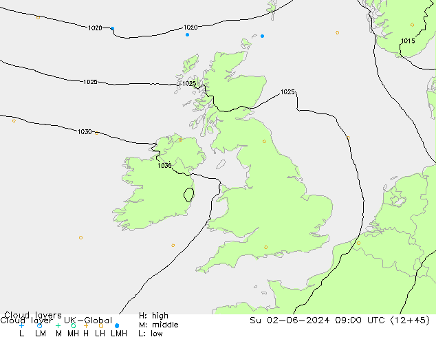 Cloud layer UK-Global dom 02.06.2024 09 UTC