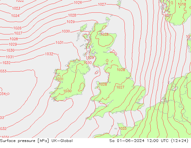 Surface pressure UK-Global Sa 01.06.2024 12 UTC