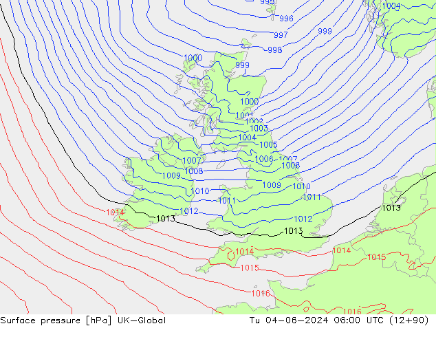 приземное давление UK-Global вт 04.06.2024 06 UTC