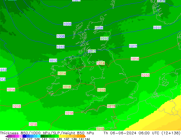 Thck 850-1000 гПа UK-Global чт 06.06.2024 06 UTC