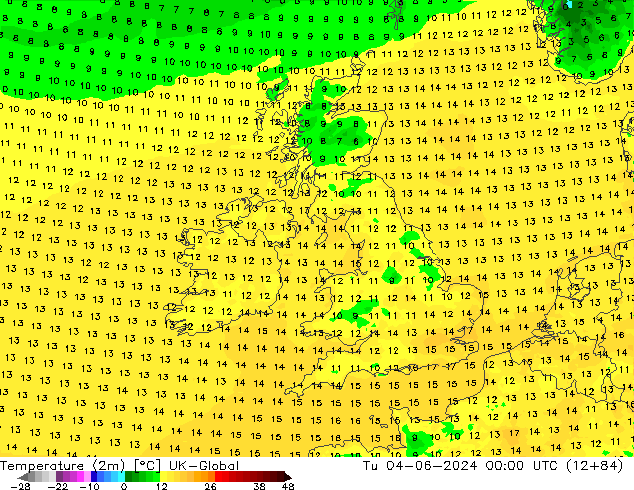 Temperatura (2m) UK-Global mar 04.06.2024 00 UTC