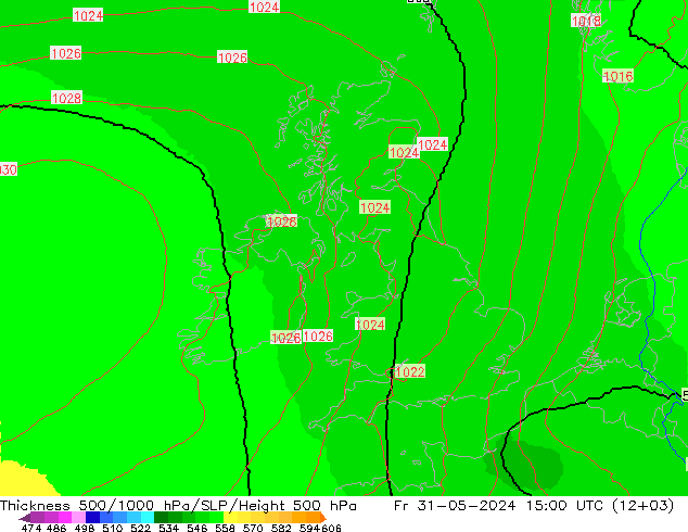 Thck 500-1000hPa UK-Global ven 31.05.2024 15 UTC