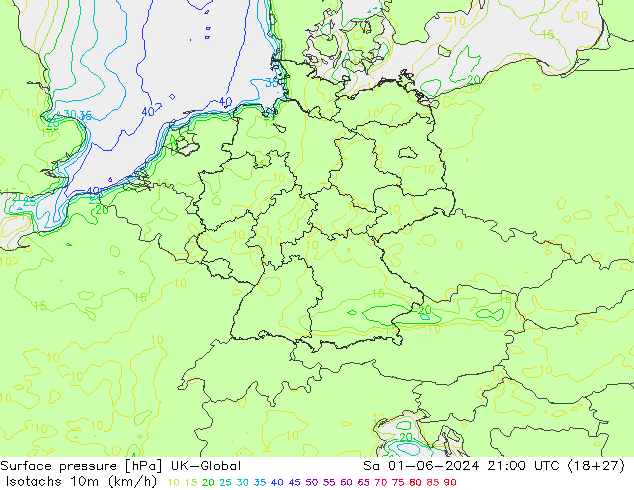 Isotachs (kph) UK-Global sab 01.06.2024 21 UTC