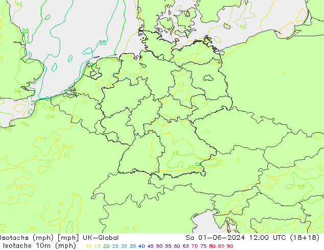 Isotachs (mph) UK-Global сб 01.06.2024 12 UTC