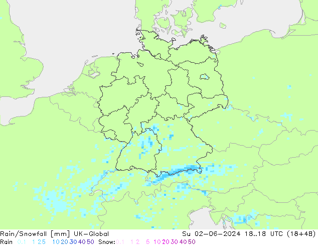 Regen/Schneefall UK-Global So 02.06.2024 18 UTC