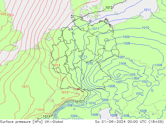 Surface pressure UK-Global Sa 01.06.2024 00 UTC