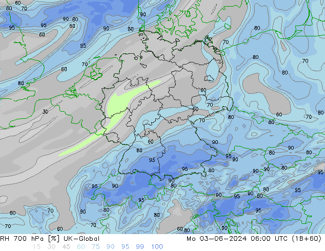 RH 700 hPa UK-Global  03.06.2024 06 UTC