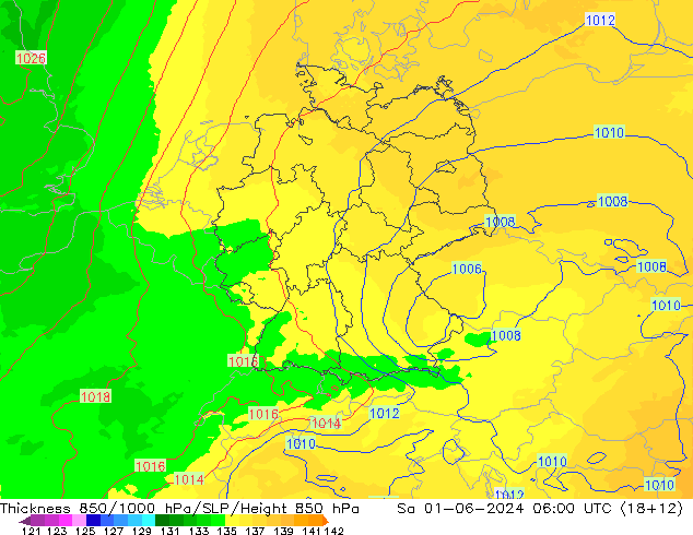 Thck 850-1000 hPa UK-Global Sa 01.06.2024 06 UTC