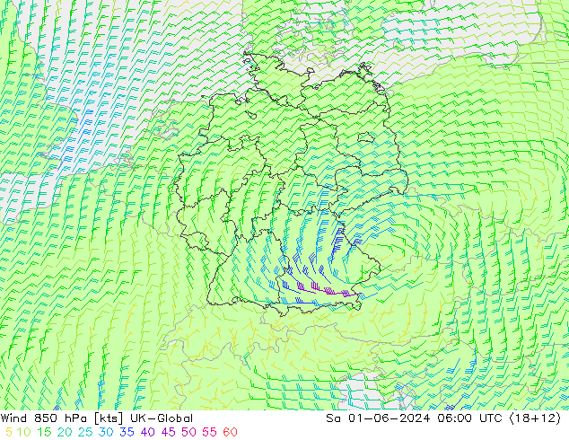 Wind 850 hPa UK-Global Sa 01.06.2024 06 UTC