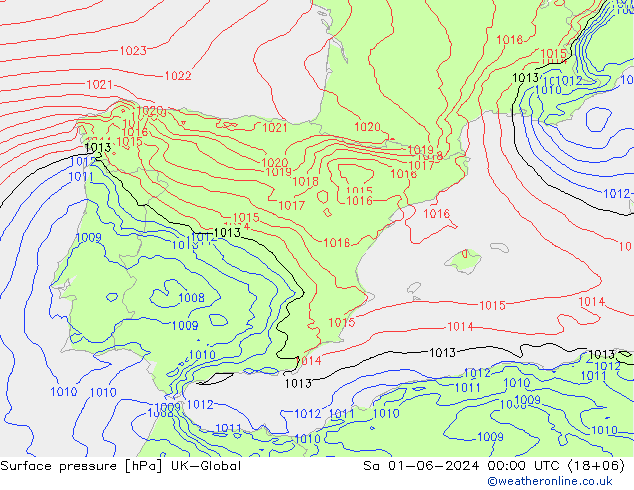 Surface pressure UK-Global Sa 01.06.2024 00 UTC