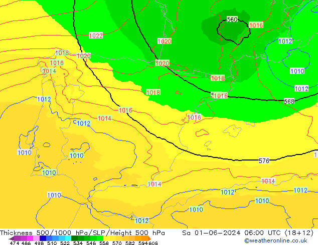 Thck 500-1000hPa UK-Global Sa 01.06.2024 06 UTC