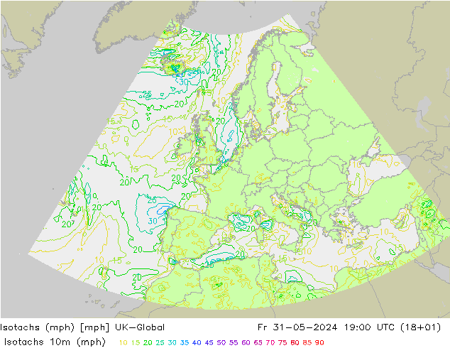 Isotachs (mph) UK-Global ven 31.05.2024 19 UTC