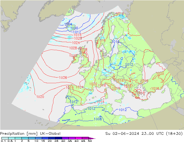Precipitación UK-Global dom 02.06.2024 00 UTC