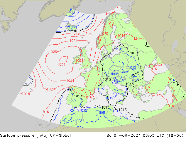 地面气压 UK-Global 星期六 01.06.2024 00 UTC