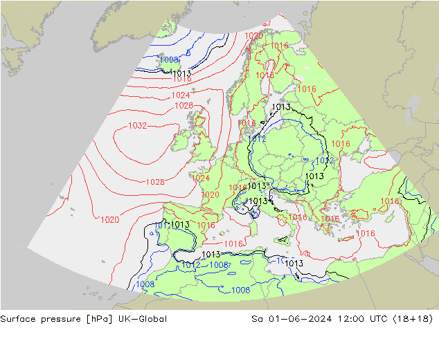 Surface pressure UK-Global Sa 01.06.2024 12 UTC