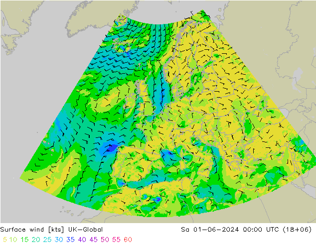 Rüzgar 10 m UK-Global Cts 01.06.2024 00 UTC
