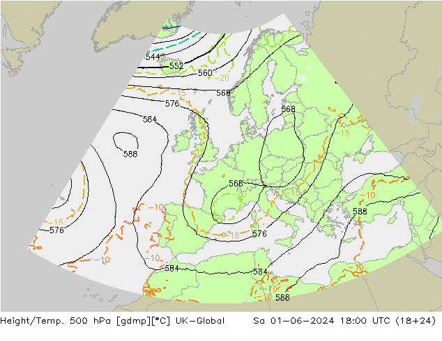 Height/Temp. 500 hPa UK-Global Sa 01.06.2024 18 UTC