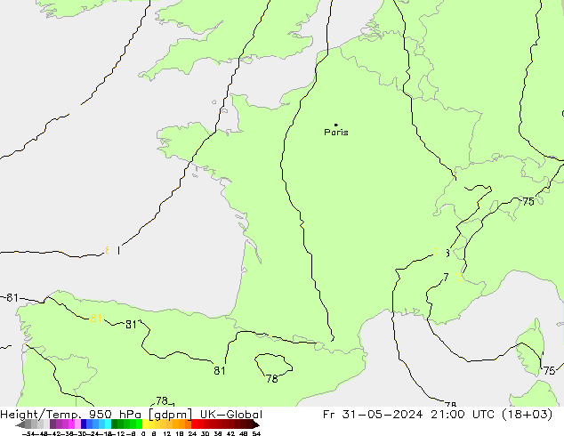 Geop./Temp. 950 hPa UK-Global vie 31.05.2024 21 UTC