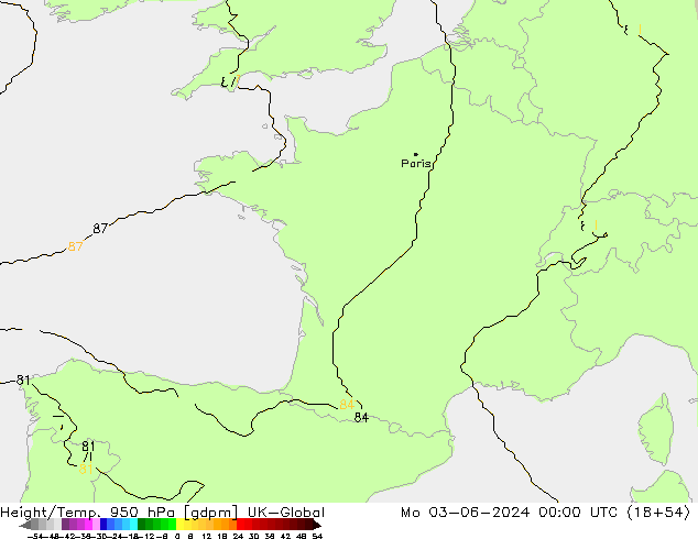 Height/Temp. 950 hPa UK-Global Po 03.06.2024 00 UTC