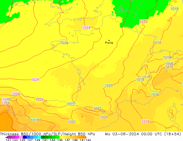 Thck 850-1000 hPa UK-Global pon. 03.06.2024 00 UTC