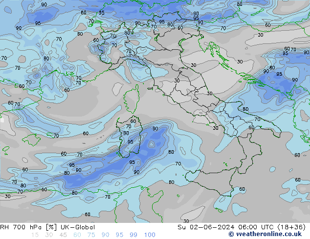 RH 700 hPa UK-Global nie. 02.06.2024 06 UTC