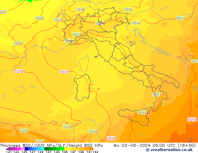 Thck 850-1000 hPa UK-Global  03.06.2024 06 UTC