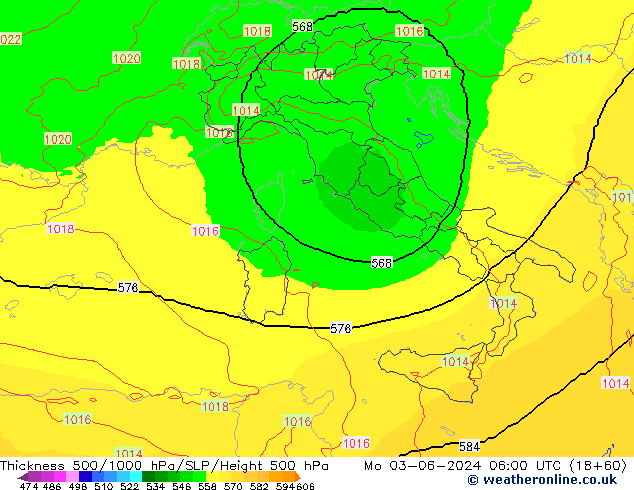 Thck 500-1000гПа UK-Global пн 03.06.2024 06 UTC