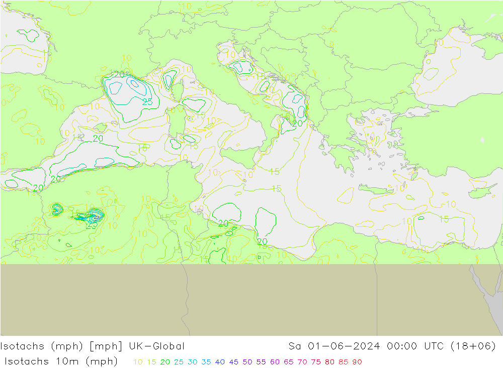 Isotachen (mph) UK-Global za 01.06.2024 00 UTC