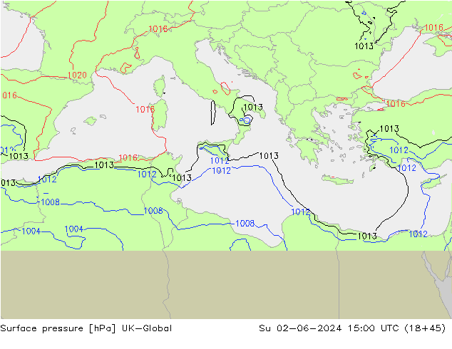 Surface pressure UK-Global Su 02.06.2024 15 UTC