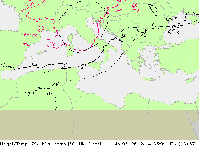 Height/Temp. 700 hPa UK-Global Mo 03.06.2024 03 UTC