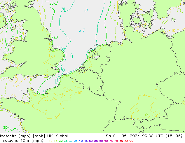 Isotachs (mph) UK-Global сб 01.06.2024 00 UTC