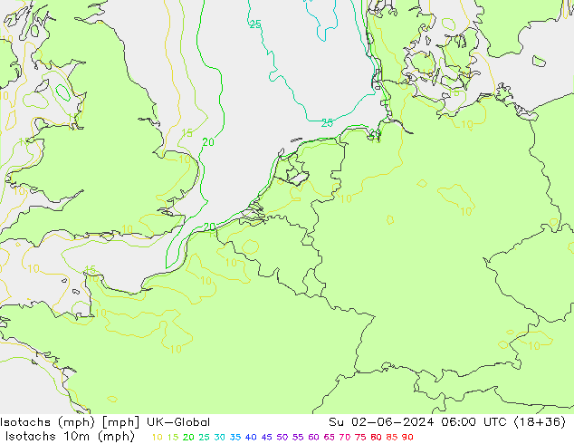 Eşrüzgar Hızları mph UK-Global Paz 02.06.2024 06 UTC