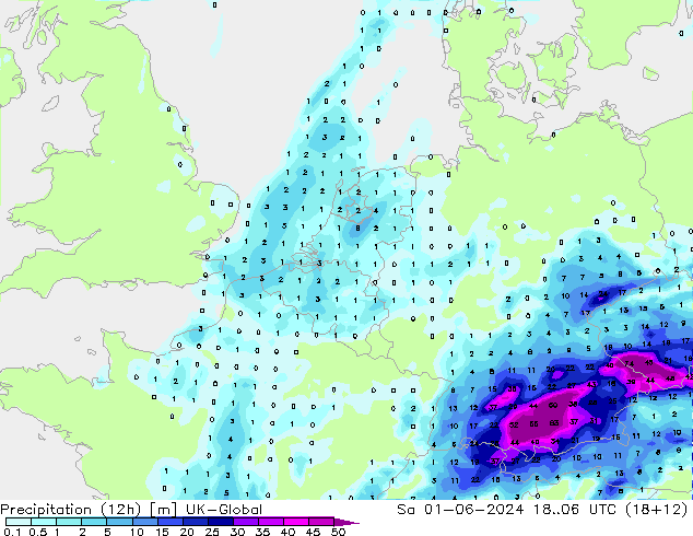 Precipitation (12h) UK-Global Sa 01.06.2024 06 UTC