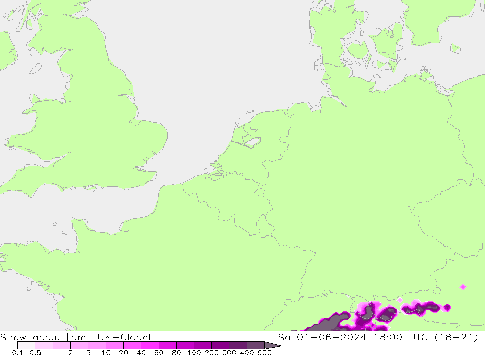 Totale sneeuw UK-Global za 01.06.2024 18 UTC