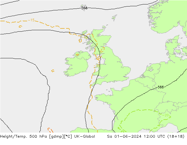 Yükseklik/Sıc. 500 hPa UK-Global Cts 01.06.2024 12 UTC