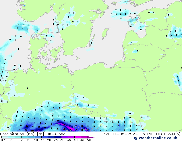 Precipitation (6h) UK-Global Sa 01.06.2024 00 UTC