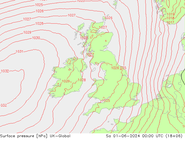 pression de l'air UK-Global sam 01.06.2024 00 UTC