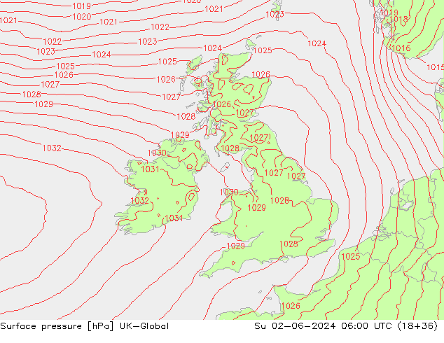 pression de l'air UK-Global dim 02.06.2024 06 UTC