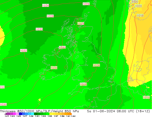 Thck 850-1000 hPa UK-Global Sáb 01.06.2024 06 UTC